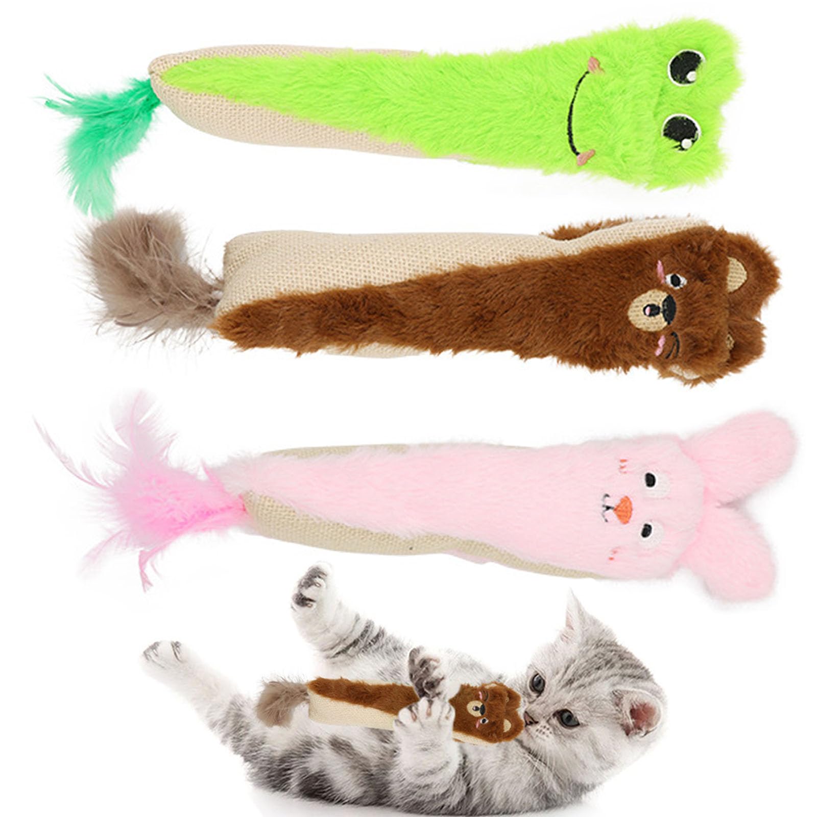 BSITSSS 3 PCS Catnip Toys for Cats, Interactive Cat Toys, Plush Cat Teeth Toy with Crinkle Paper, Cat Nips Toys, Cat Pillow for Indoor Cats Kittens Scratch Chewing Teeth Grinding