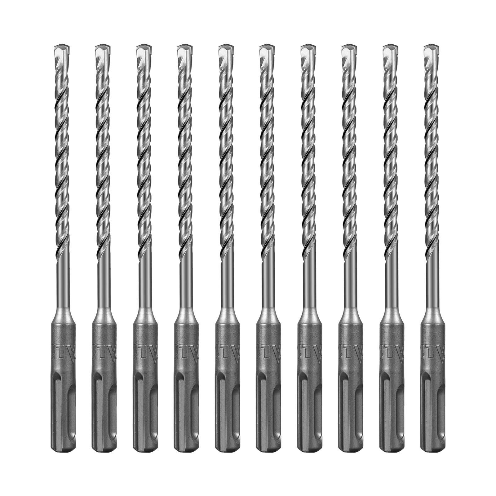 SALI 10PCS SDS Plus Rotary Hammer Drill Bit Kit - Double Thread Tungsten Carbide Tip for Concrete, Brick, Cement Walls, Stone, 6mm x 160mm Hammer Drill Bits