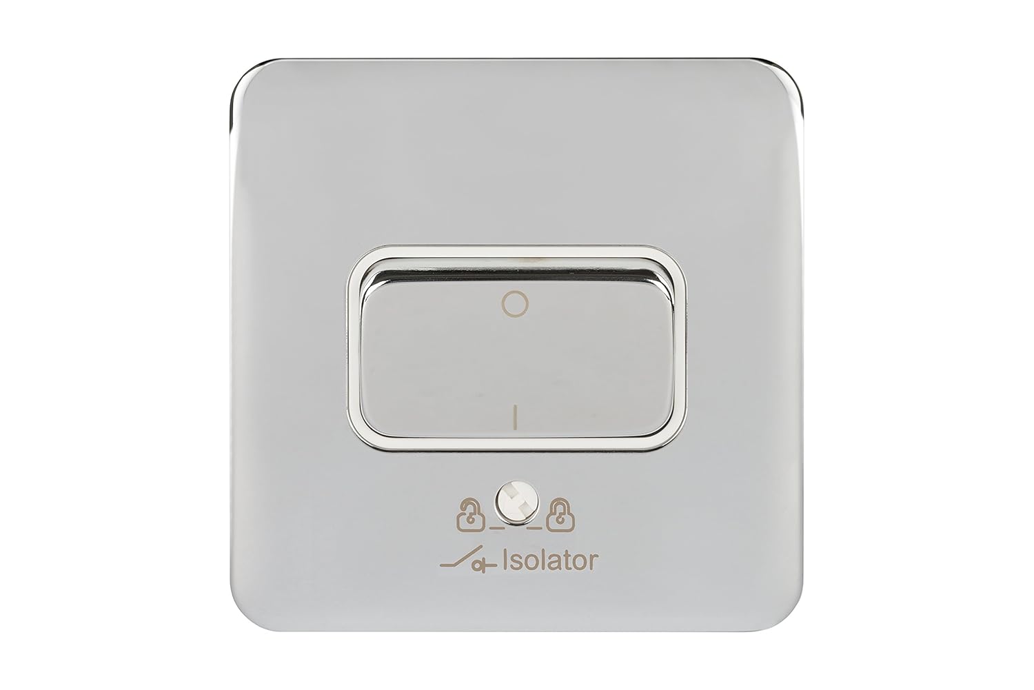 Schneider Electric GGBL1013WPC Lisse Screwless Deco 10A 3P Isolator Switch WPC, 240 V, Polished Chrome, Polished Chrome, White Insert
