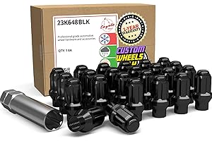 Wheel Accessories Parts 24 Pcs 14mm 1.50 Thread ET Bulge Acorn (Extra Thread for Spacer) 1.70 Long Spline Lug Nuts Black Chrome Truck Spline Fits Chevy Silverado 1500 2016+ Ford F 150 2019+ Ram 1500