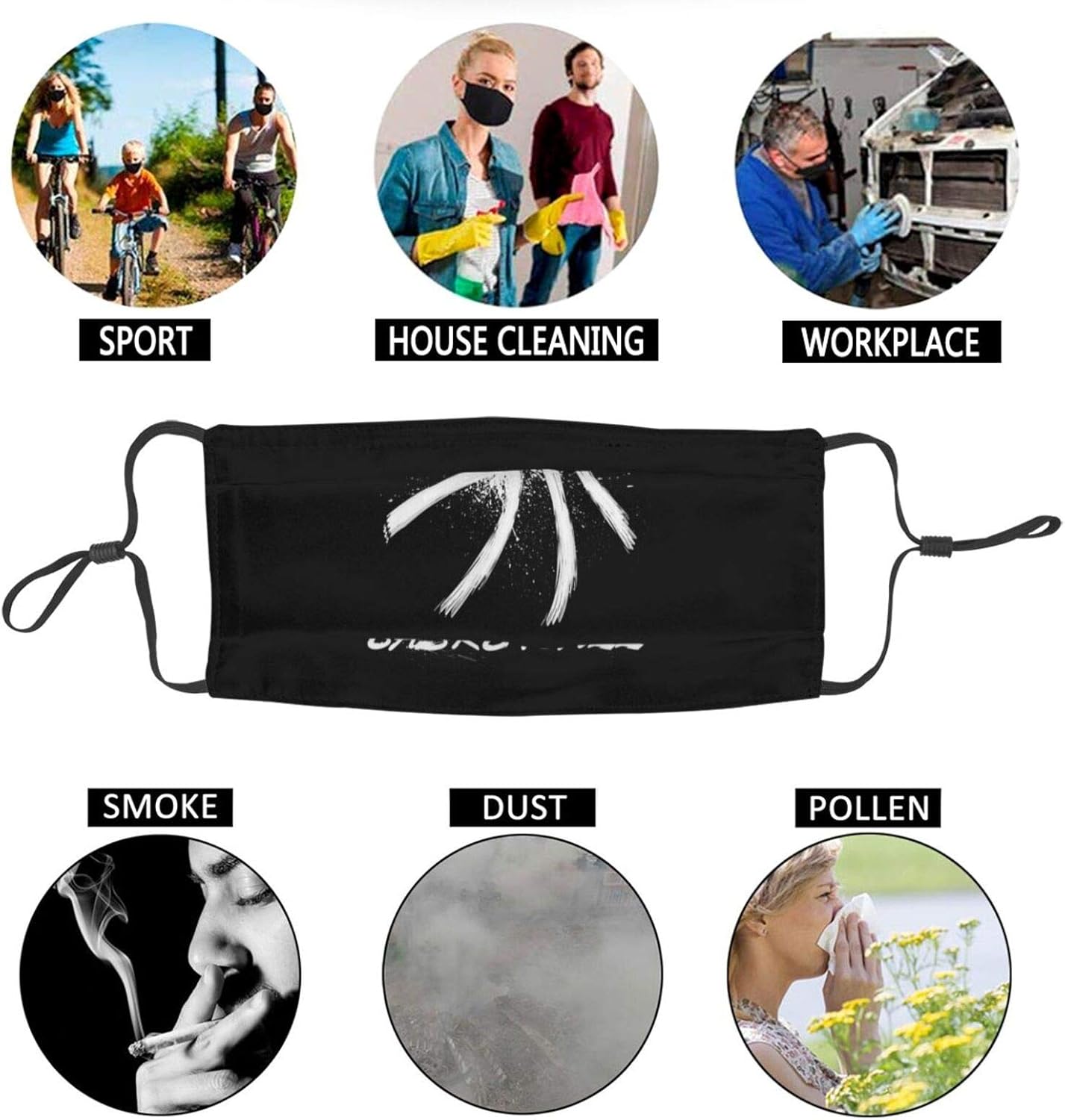 KENT HILL Reusable Face Mask Sports Mouth Masks White Grunge Basketball Protective Shield : Sports & Outdoors