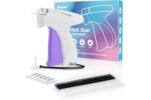 Itopan Stitch Gun for Clothes, Tagging Gun for Clothing Quick Fixes - Price Tag Gun with 6 Fine Needle, 1000 Black Fasteners & 1000 White Fasteners Snow1+MediumPurple1