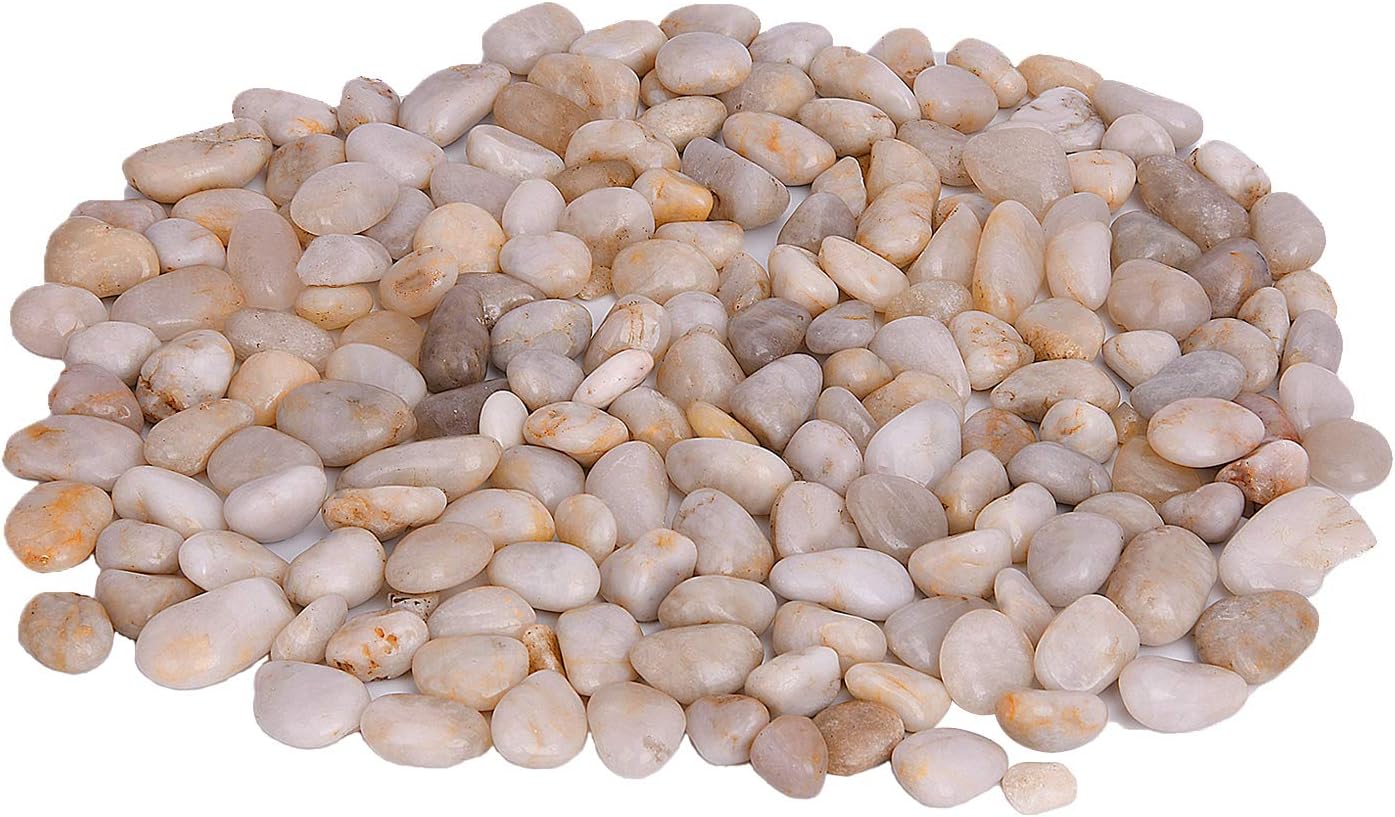 Hisredsun 2.1 lb White Decorative Stones,Natural Polished Pebbles for Plant Pots,River Rocks for Landscaping Vase Fillers,Succulents,Aquarium and Garden Decoration - Image 4