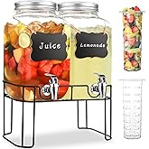 2 Gallon Glass Drink Dispensers For Parties，Lemonade Beverage Dispenser With Stand And Spigot For BBQ, Picnic, Party,Laundry 