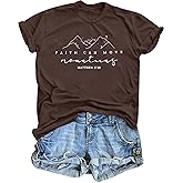 Womens Christian Shirt Faith Can Move Mountains T Shirt Faith Inspirational Tee Religious Sayings Tops