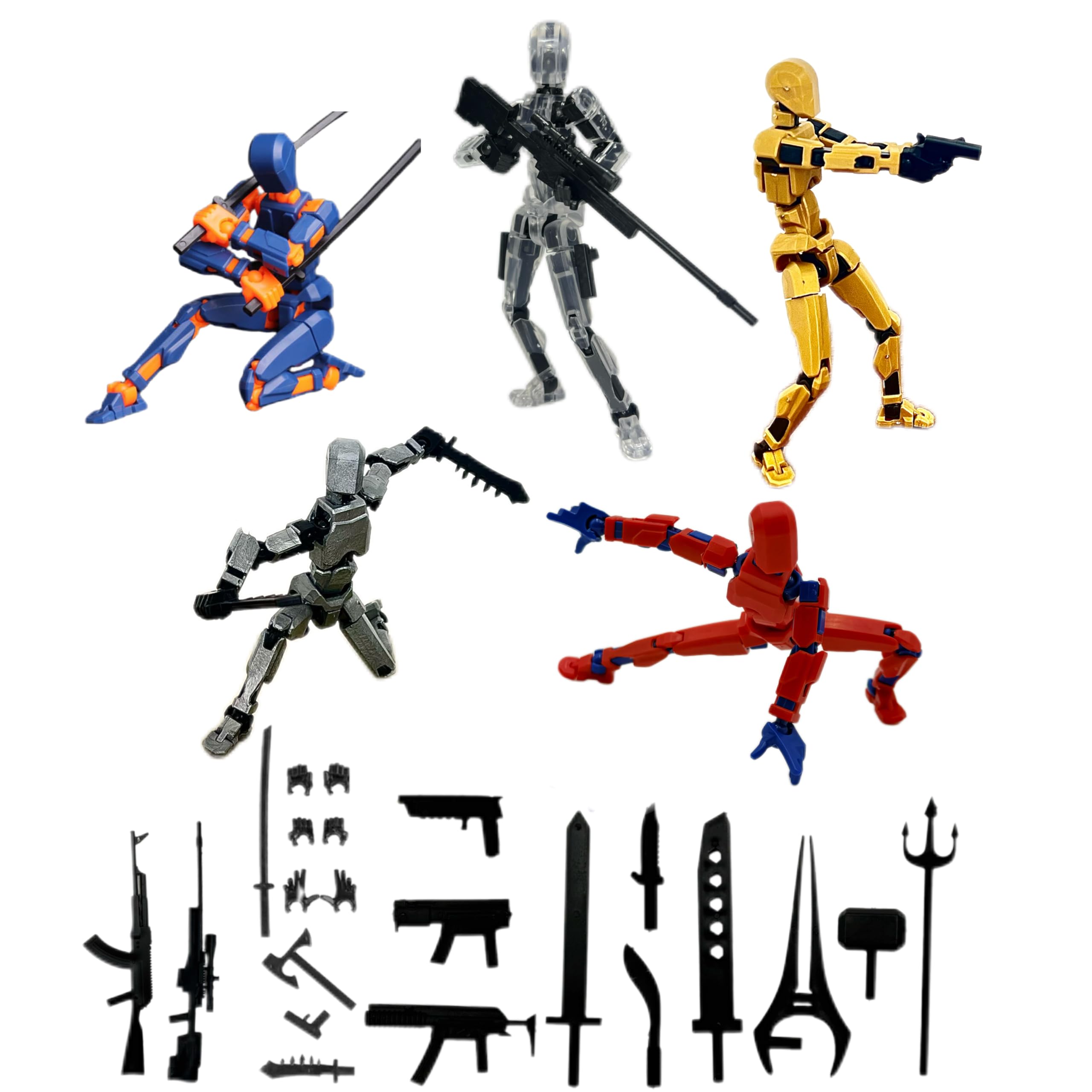 Photo 1 of (Assembly Completed) 5 Packs Dummy13 Action Figure Set, 3D Printed ActionFigure Toy Gifts for Kids, Dummy 13,Robot 13 Action Figure Full Body Mechanical Doll Christmas Birthday Gift for Boys Girls