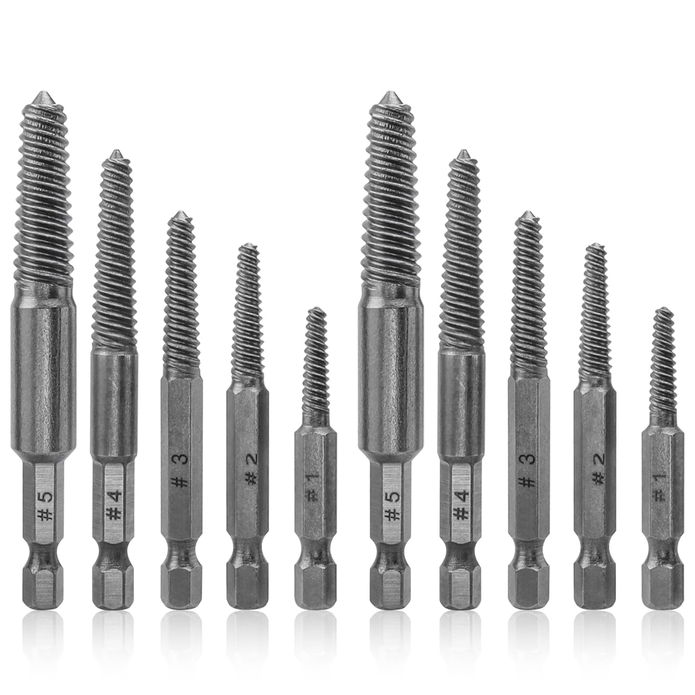 Mesee 10 Pieces Damaged Screw Remover and Extractor Set 1/4 Inch Hex Shank Broken Screw Extractor Drill Bit Screws Bolts Quick Stripped Removal Tool
