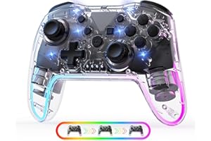 Wireless Pro Controller for Switch & Switch 2, Lite,OLED,PC, Android & iOS, with 7 Color RGB Lighting, Turbo, Vibration & Wak