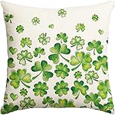 AVOIN colorlife St Patricks Day Clover Throw Pillow Cover, 18 x 18 Inch Flying Shamrock Green Cushion Case Decoration for Sofa Couch