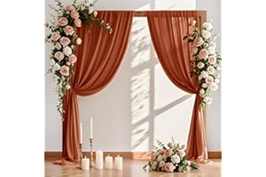 MLMW Fall Wedding Arch Draping Fabric 1 Panel 29" x 20Ft Burnt Orange Terracotta Sheer Wedding Arch Backdrop Drapes Outdoor Curtain for Thanksgiving Ceremony Party Background Ceiling Decor