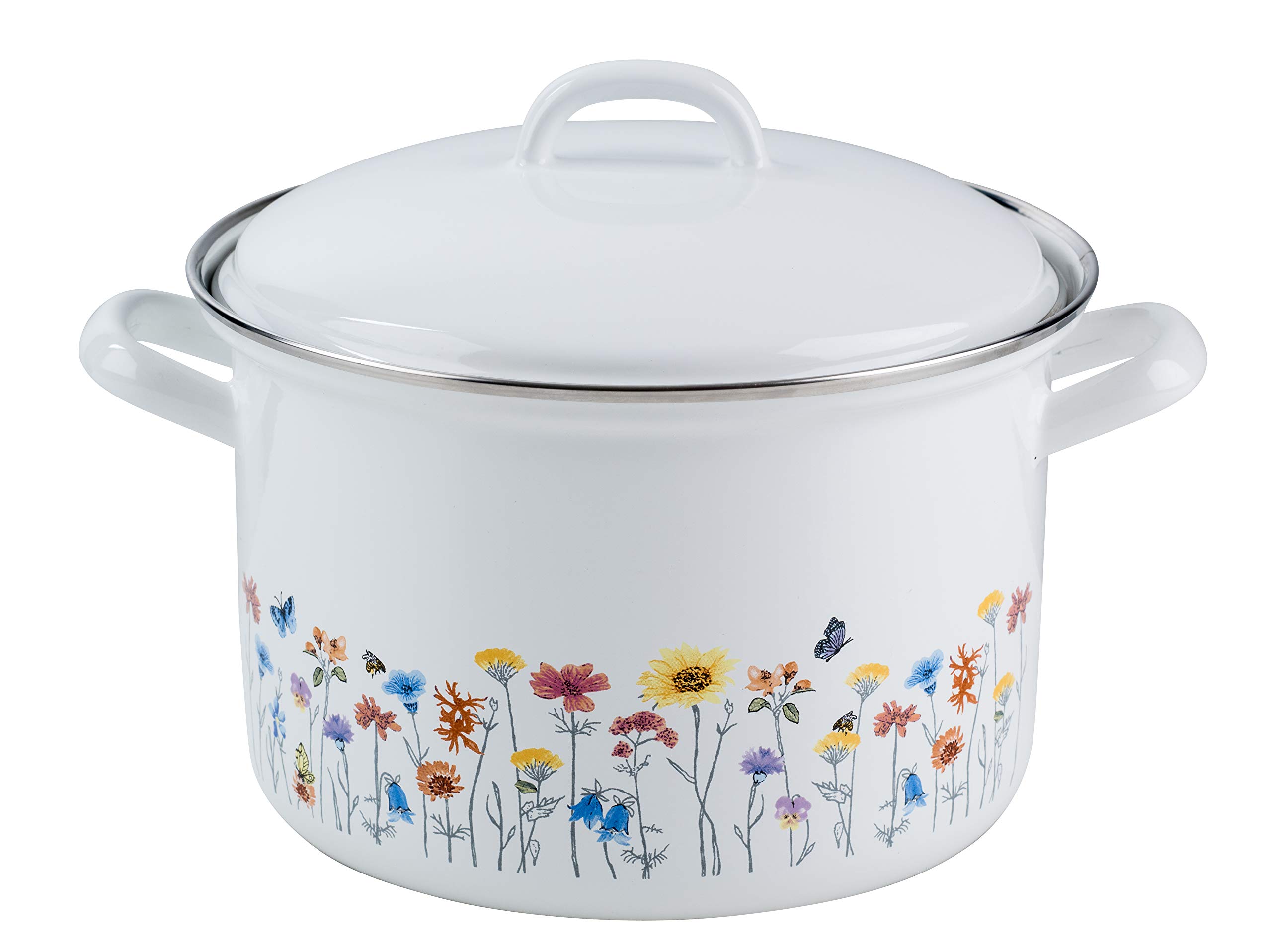RIESS 0124-070 Meat Pot with lid, Diameter 20 cm, Capacity 3.5 litres, Country, Special Decor Flora, Induction