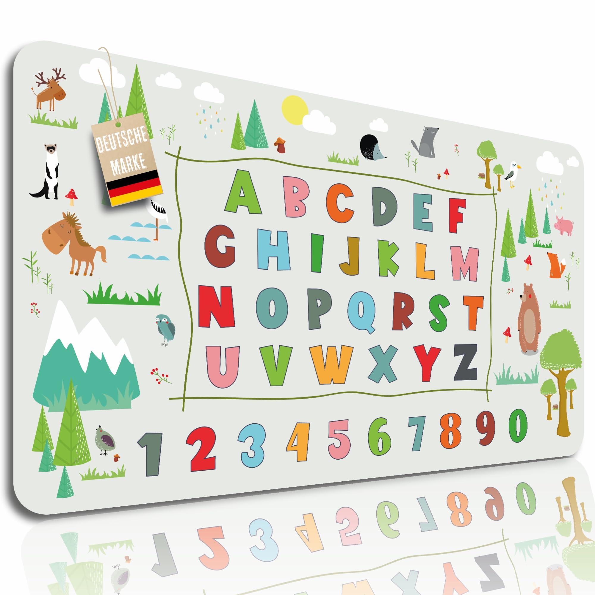 Lineo® Kids Desk Mat – Water-Resistant Desk Pad for Children, Educational Writing Surface, Non-Slip Craft Mat, Drawing and Study Desk Protector (Animal ABC 70x40 cm)