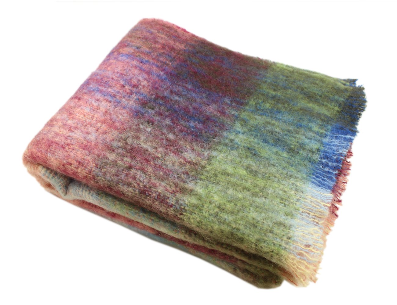 Cozy Faux Mohair Plaid Fringed Throw Blanket - 50" W x 60 ...