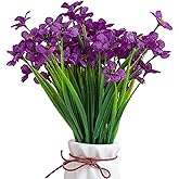 Xiaokeis Artificial Violet Flowers, 6 Bundles Fake Flowers Plant Artificial Violet Flowers Uv Resistant Faux Bouquet Decor for Home, Garden and Wedding(Purple)