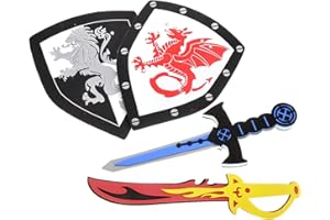 PowerTRC Sword and Shield Play Set | Dragon and Lion Shield for Party Favors | Pretend Play