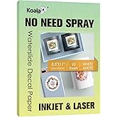 KOALA Matte Waterslide Decal Paper for INKJET & LASER Printers, No Need Spray Coating, White 8.5x11 Inch Water Slide Paper fo