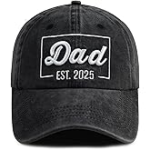 SHANVANKE Funny Dad Est 2025 Hat for Men, Adjustable Cotton 3D Embroidered Daddy Baseball Cap