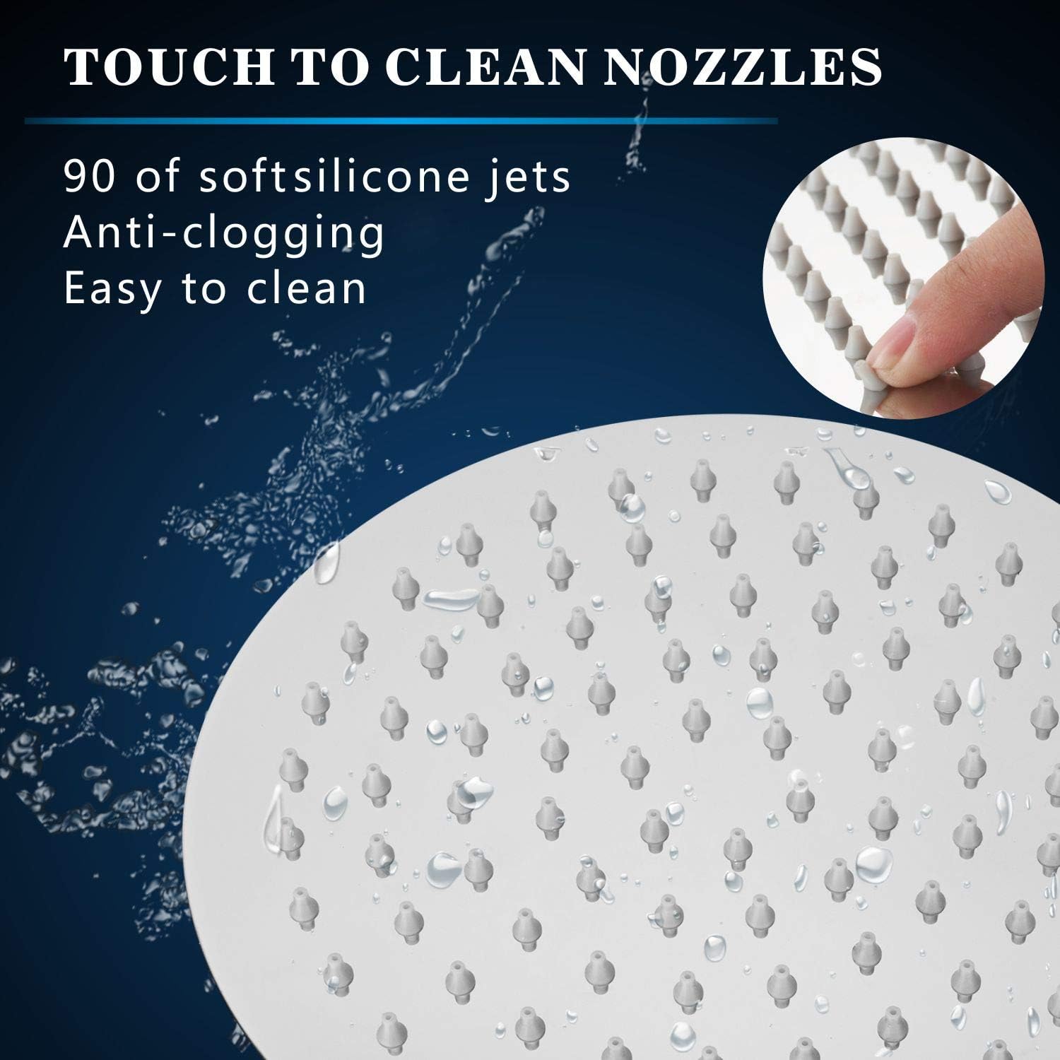 Voolan 8” High Pressure Rain Shower Head, 304 Stainless Steel Round Rainfall Shower Heads - Image 4