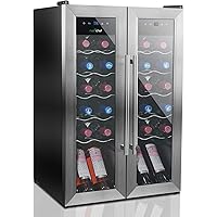 24 Bottle Wine Cooler Refrigerator - White Red Wine Fridge Chiller Countertop Wine Cooler - Freestanding Compact Mini…