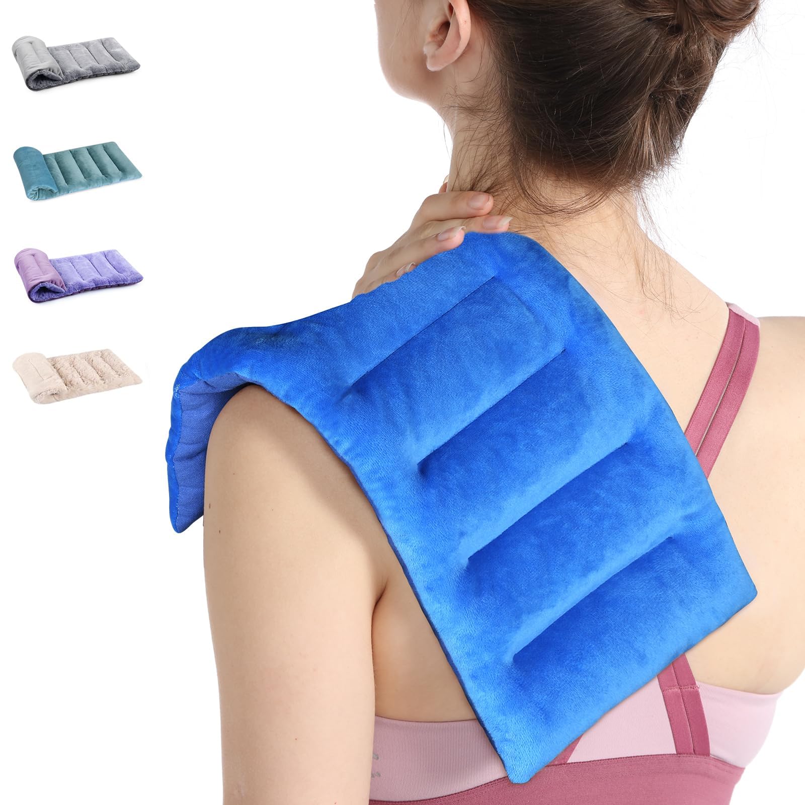 Photo 1 of SuzziPad Microwavable Heating Pads for Neck and Shoulder Back Discomfort Reduction, 7x16 Heated Pad Microwave, Moist Hot Pack for Soothing Fatigue, Unscented Heat Packs, Sore Muscle, Navy Blue