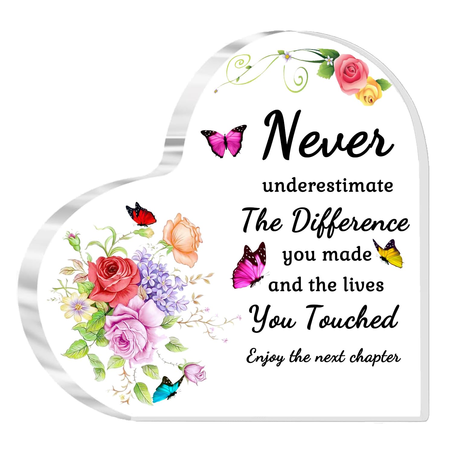 Retirement Gifts Leaving Gifts for Colleague Employee Teacher Coworker Gifts Acrylic Heart Table Decoration Keepsake Thank You Gifts Sign for Teacher Appreciation Gifts Goodbye Gifts Farewell Gifts