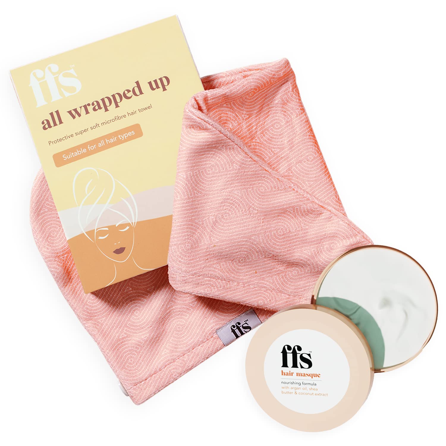 FFS Hair Masque 150ml and Hair Towel - Argan Oil, Hydrating Vegan Hair Mask with Quick Drying Microfibre Wrap - Strengthening Treatment