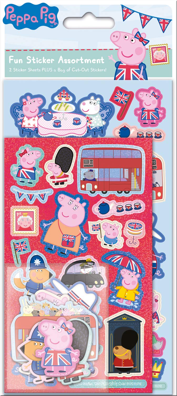 Paper Projects 01.70.31.012 Peppa Pig Glorious Britain Assorted (3 Types of Stickers), Blue, 24.5cm x 11cm