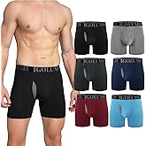 IGOLUMON Men’s Underwear Boxer Briefs 6-Pack Breathable Bamboo Rayon Soft Boxer for Men with Fly Underwear Trunks