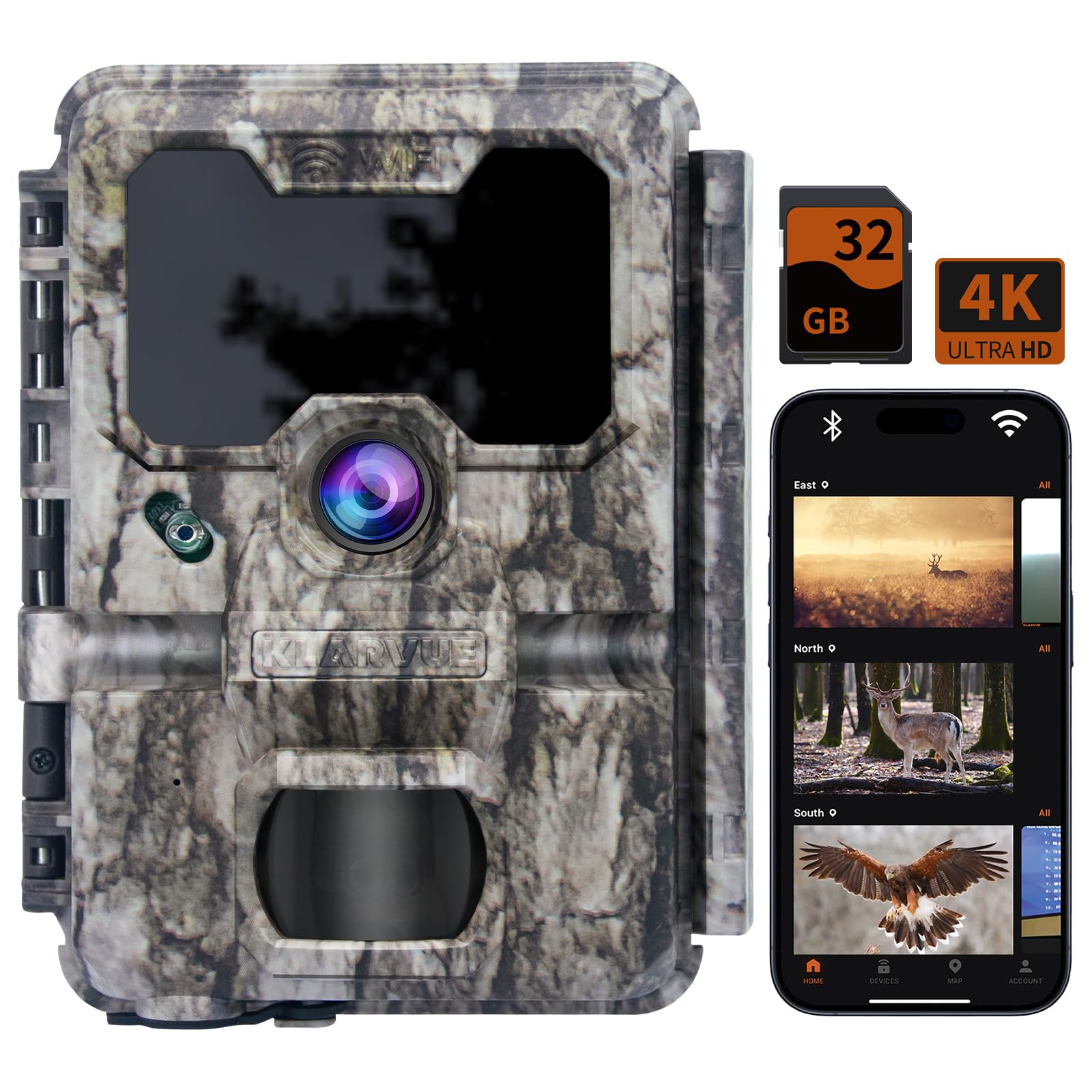 Photo 1 of *MISSING PARTS - See Clerk Notes*
KLARVUE Premium Trail Camera WiFi Guardian Pro 2025 Model - Native 4K 32MP UHD Feed with No Glow Night Vision,0.2s Trigger Motion Activated with 32GB SD Card,IP67 for Wildlife Monitoring Game Camera