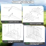 TANGZON Wooden Garden Bridge 102CM Arc Footbridge with Half-wheel Railings view 3