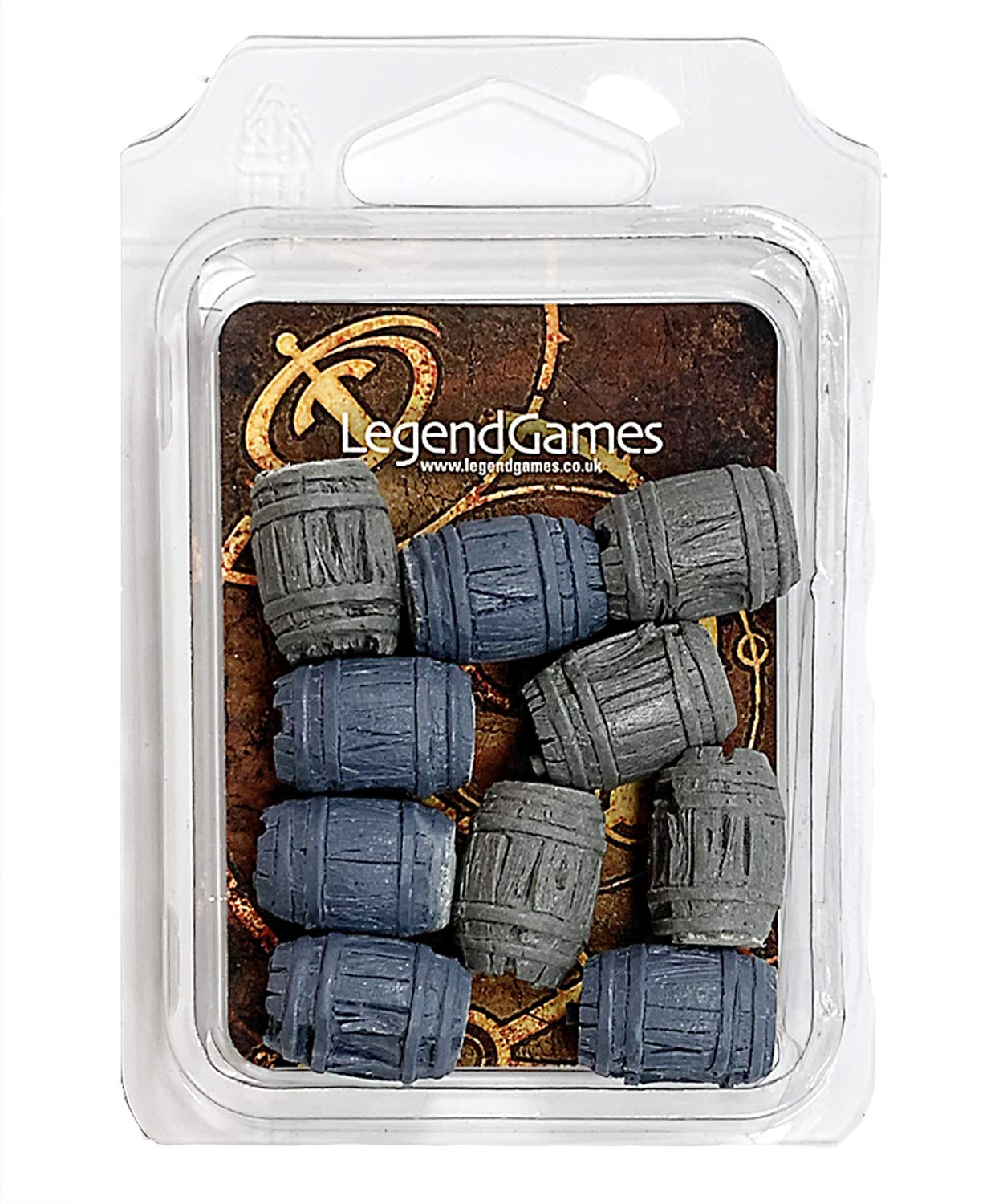 LegendGames 28mm scale Resin Barrel Set - Sealed Damaged Barrels Set 4 - contains 10 barrels.