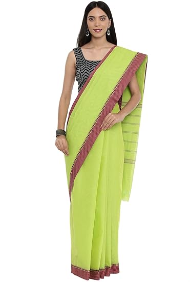 Womens Chettinad Pure Cotton Saree With Running Blouse Piece (CCOPSC12577_Green)
