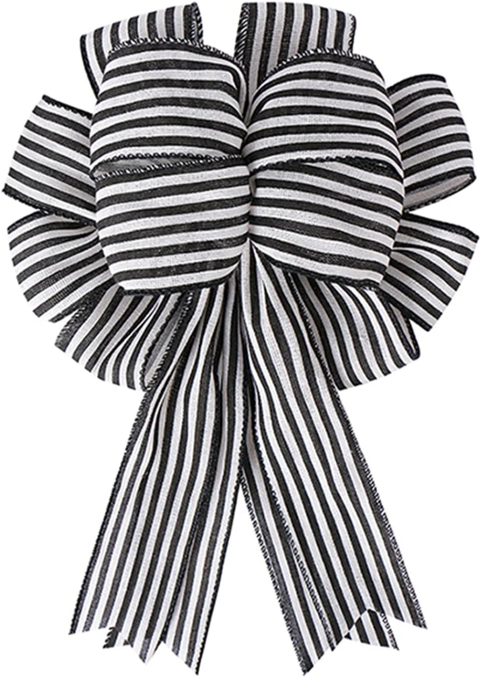 Bows & Ribbons - Black White Cabana Stripe Wreath Bow Rustic Buffalo Plaid Bow Striped Bow for Christmas Tree Topper Front Door Wreath Home Crafts Decoration Supplies
