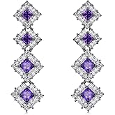 Crystal Drop Dangle Square Earrings for Women Cubic Zirconia Diamond Earrings Hypoallergenic Statement Wedding Party Prom Jewelry Gift for Mom Wife