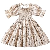 NNJXD Little Girl Floral Dress Princess Girls Casaul Printed A-line Sundress