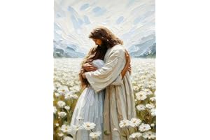 FAIRYLAND JINWENN Diamond Art Kits for Adults Beginner- Jesus Hugging Woman Christian DIY Modern Diamond Painting Kits 5D Diamond Dots Gem Art Crafts with Tools Round Full Drill Funny Crafts for Home Wall Decor&Gift