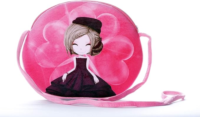 HC Toys LLP | Princesses Soft Cute Cartoon Printed Canvas Material Sling Bags for Baby Girls Kids Casual Purse (Age 1 to 8 Years) | Pink