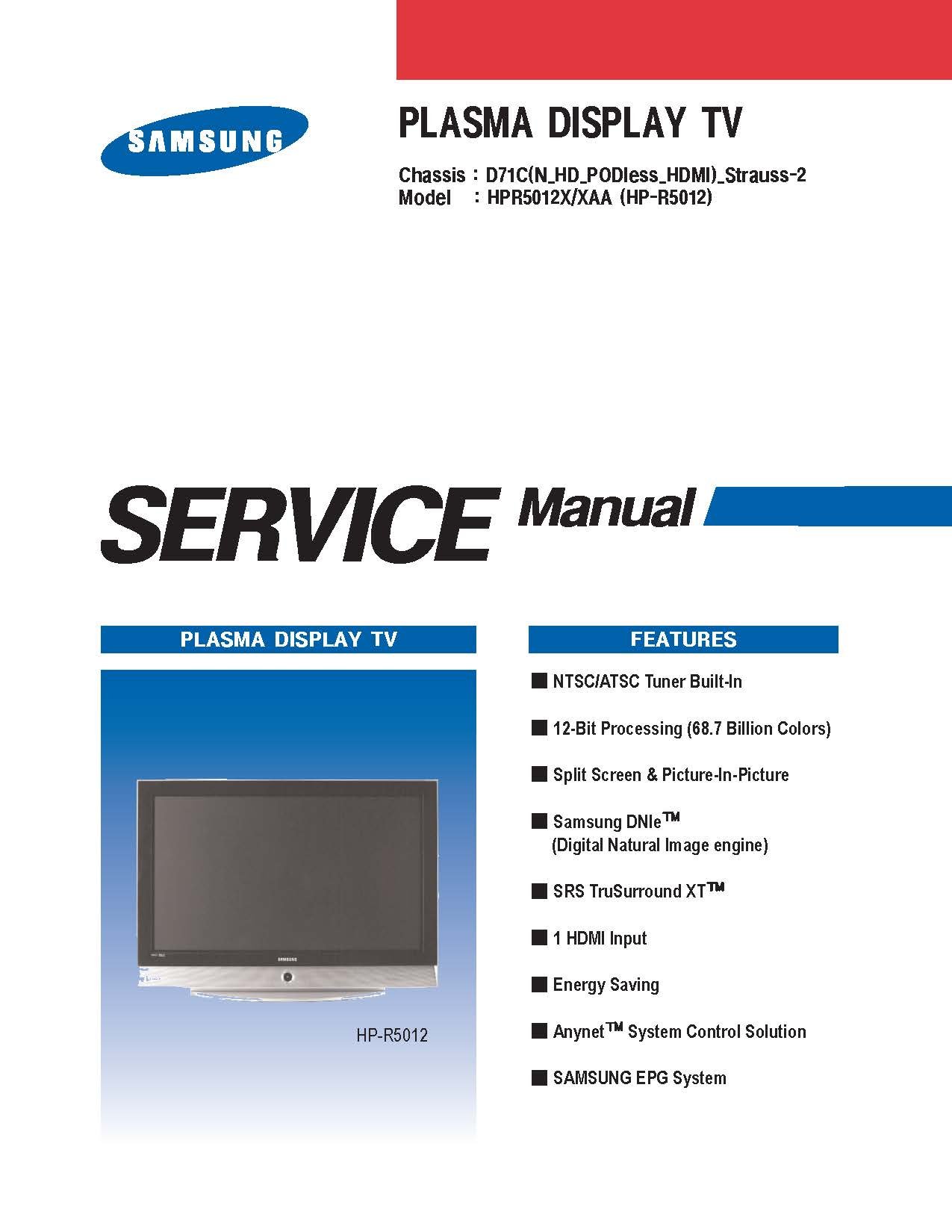 SAMSUNG HPR5012-HPR5012X/XAA SERVICE MANUAL Paperback – 2005