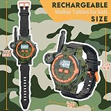 YTSWELE Rechargeable Walkie Talkie Watches for Kids 250m Range Flashlight Green view 5