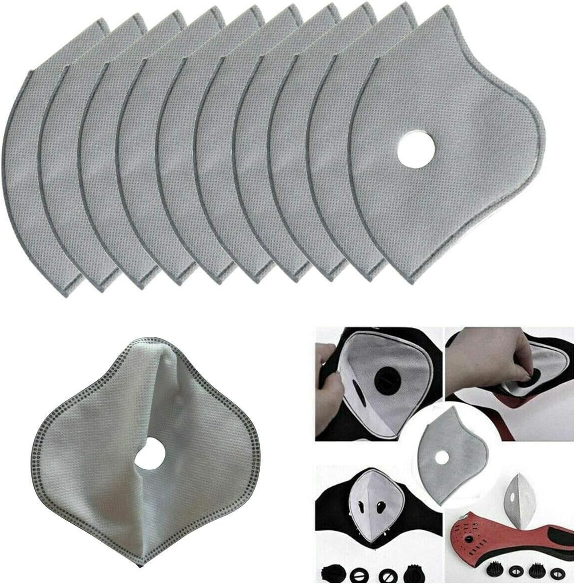 Face Mask Filter With Activated Carbon Anti Dust Motorcycle Bicycle Cycling Replacement Fit Most Dust and Pollution Masks 5 Layers Filtration Exhaust Gas Anti Pollen Allergy 10pcs / 5pcs / 1pcs (10)