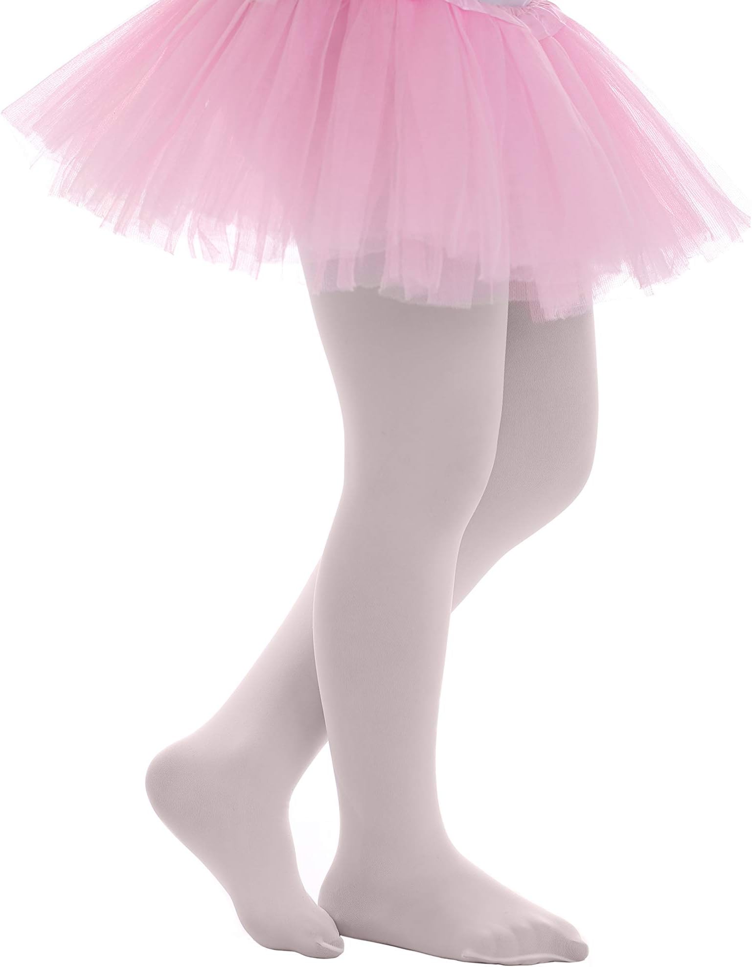 Girls Tights - Kids Opaque Microfiber Pantyhose Solid Footed Leggings - for Dance School Ballet Uniform - by Topfit