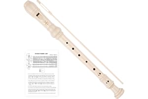 YONTY Soprano Recorder 8-Hole Instrument for Kids Beginners, Baroque Style C Key Kids Flute with Cleaning Rod & Case Bag for School Education Home Entertainment - Beige