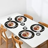 Homcomodar Round Placemats and Coasters Set of 6 Black Braided Woven view 9