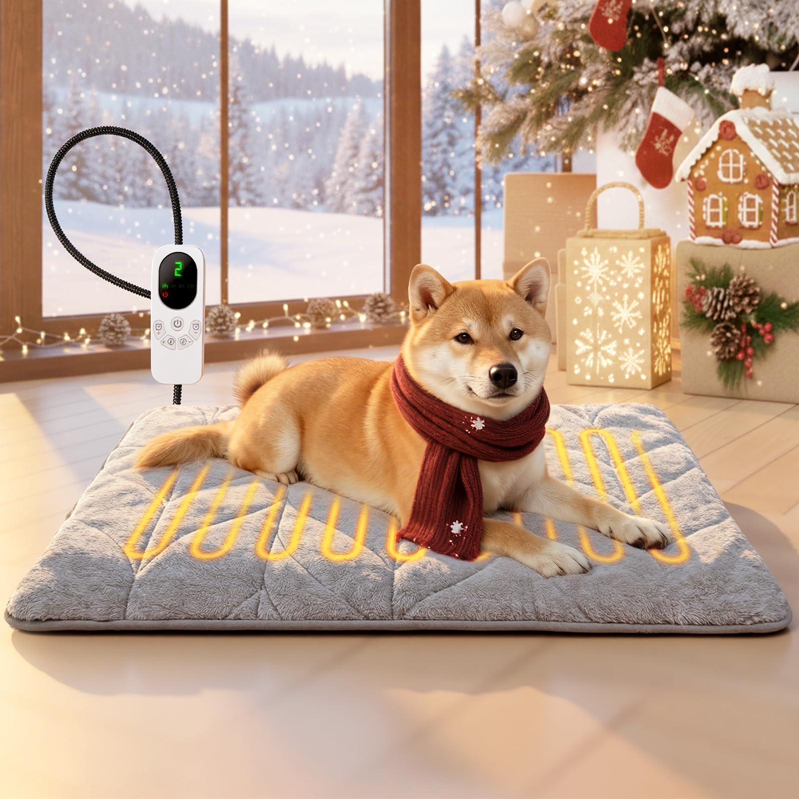 Photo 1 of **NO POWER PLUG***Mora Pets Dog Heating Pad Heated Cat Bed 9 Adjustable Temperature Pet Warming Mat with Timer Auto Power Off Waterproof Heated Pet Blanket 28 Inch for Cats and Dogs Indoor