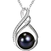 PEARLURA Black pearl necklace for women (Natural AAA+ 9mm) - Wedding anniversary's gift for wife (18k gold platted 925 sterling Silver)- christmas gifts for wife - Real pearls necklace for women - black pearls necklace - pearl pendant