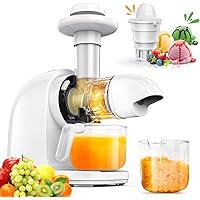 Cold Press Juicer Machine with Ceramic Auger, Slow Masticating Juicer 95% Juice Yield with Reverse Function, Quiet Motor Extr