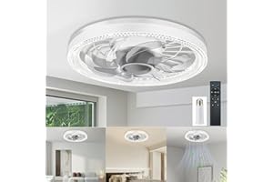 Deyagoo Ceiling Fan Light, 12-inch Socket Fan Light with Remote Control, 3 Colors (3000K-6500K) Dimmable LED Light Bulb, Screw-in Ceiling Fan for Bedroom, Kitchen, Storage Room, Closet, and RV.