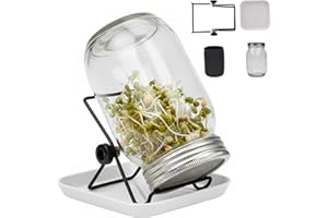 Sprouting Jars, Sprouting Jar Kit, Complete Seed Jar Kit with Stainless Steel Stand & Drip Tray, Easy Home Sprout for Microgr