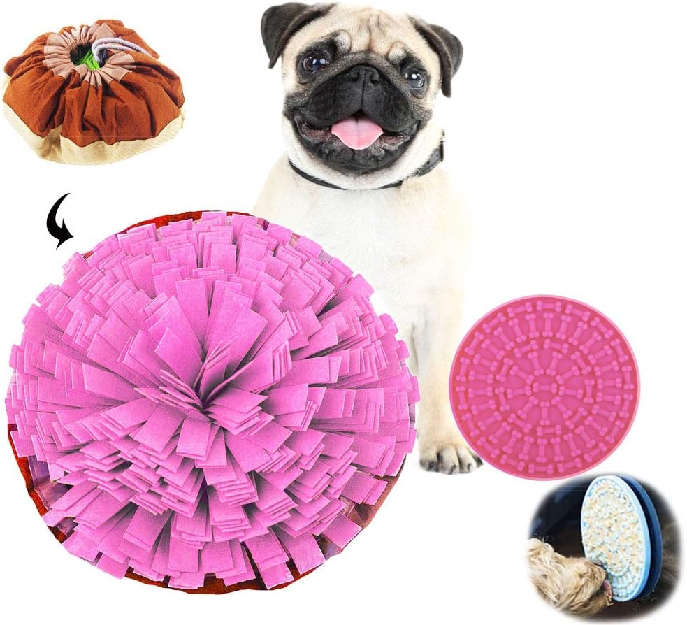Dog Snuffle Mat Lick Pad Set, Dog Slow Eat Bowl Training