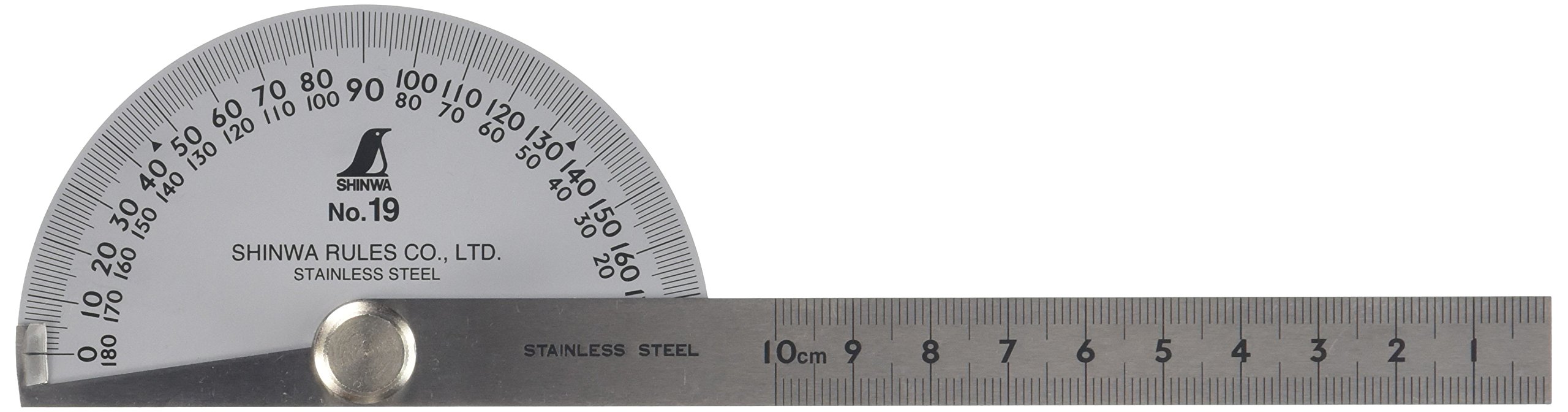 Shinwa Sokutei Protractor (two-pole) No.19 Silver [62490] (Japan Import)